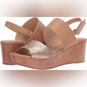 Chinese Laundry Tan and Gold Wedge Sandals